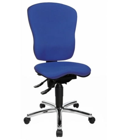 Profi-Bürostuhl SITNESS mit blauem Stoffbezug und glänzendem Fußkreuz von Topstar