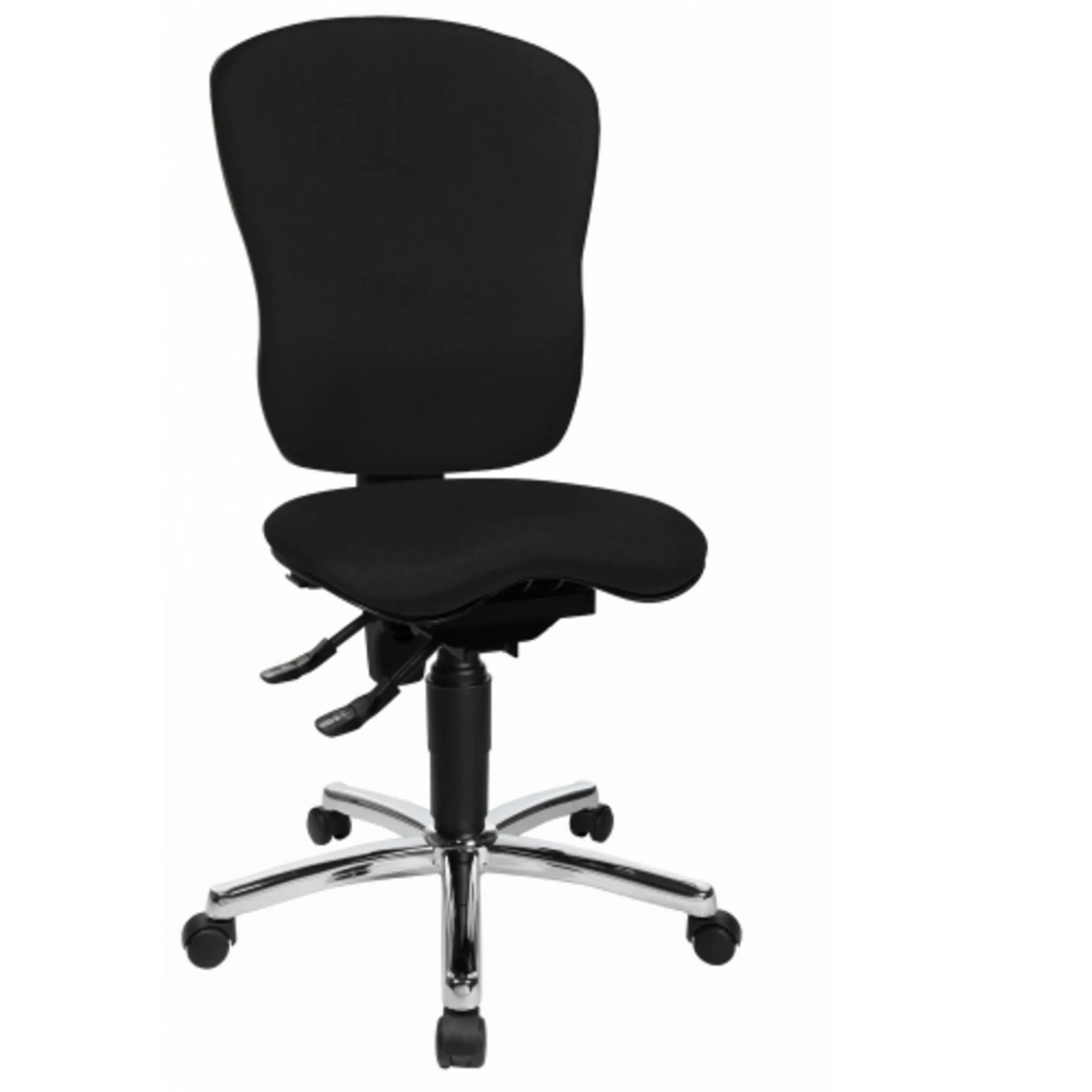 Profi-Bürostuhl SITNESS mit schwarzem Bezug und glänzendem Fußkreuz von Topstar