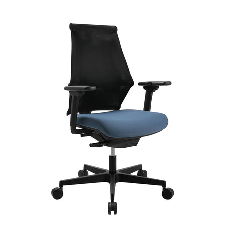 Profi-Bürostuhl Sitness X Back mit blauem Sitzpolster und schwarzem Netzrücken von Topstar