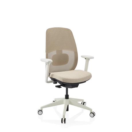 Profi-Bürostuhl Skandis in Beige und Weiß mit Netzrückenlehne und Armlehnen von hjh OFFICE