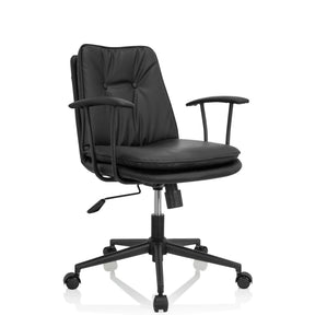 Schwarzer Homeoffice-Bürostuhl SMALLO mit Kunstlederbezug und Armlehnen von hjh OFFICE