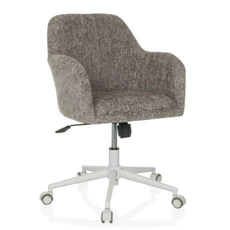 Homeoffice-Bürostuhl SOLAO HOME mit grauem Stoffbezug und weißem Fußkreuz auf Rollen von hjh LIVING