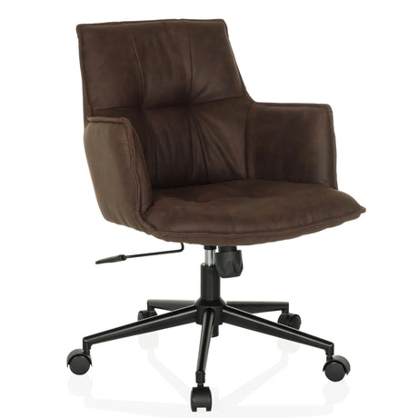 Homeoffice-Bürostuhl SOLAO LIFE mit dunkelbraunem Bezug und schwarzem Rollfußgestell von hjh LIVING