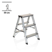Aluminium-Klappleiter SOLID mit drei Stufen und einer Höhe von 59 cm von hjh OFFICE