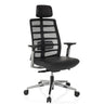 High-End-Bürostuhl SPINIO ELITE L mit schwarzem Netzbezug und Ledersitz von hjh OFFICE