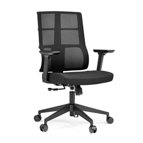 Schwarzer Profi-Bürostuhl SPINIO mit Netzrückenlehne und verstellbaren Armlehnen von hjh OFFICE