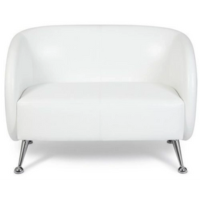 Weißes Loungesofa ST. LUCIA als Zweisitzer mit glänzenden Metallfüßen von hjh OFFICE