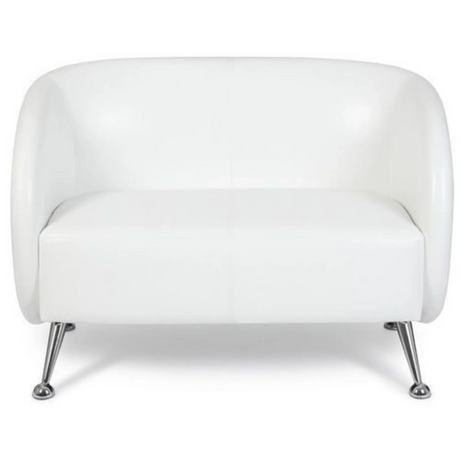 Weißes Loungesofa ST. LUCIA als Zweisitzer mit glänzenden Metallfüßen von hjh OFFICE