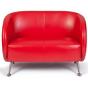 Rotes Loungesofa ST. LUCIA als Zwei-Sitzer mit glänzenden Metallfüßen von hjh OFFICE