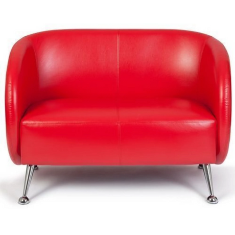 Rotes Loungesofa ST. LUCIA als Zwei-Sitzer mit glänzenden Metallfüßen von hjh OFFICE