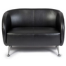 Schwarzes Loungesofa ST. LUCIA als Zwei-Sitzer mit glänzenden Metallfüßen von hjh OFFICE