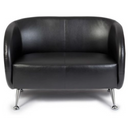 Schwarzes Loungesofa ST. LUCIA als Zwei-Sitzer mit glänzenden Metallfüßen von hjh OFFICE