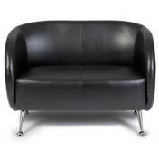 Schwarzes Loungesofa ST. LUCIA als Zwei-Sitzer mit glänzenden Metallfüßen von hjh OFFICE