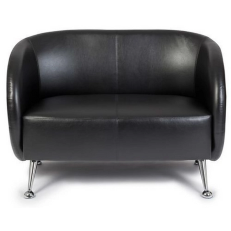 Schwarzes Loungesofa ST. LUCIA als Zwei-Sitzer mit glänzenden Metallfüßen von hjh OFFICE