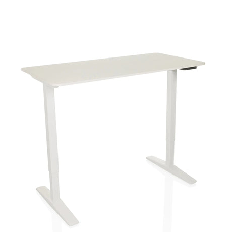 Elektrisch höhenverstellbarer Schreibtisch STAND BASIC in Weiß mit rechteckiger Tischplatte von hjh OFFICE