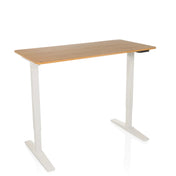 Elektrisch höhenverstellbarer Schreibtisch STAND BASIC mit weißem Gestell und Tischplatte in Eiche von hjh OFFICE
