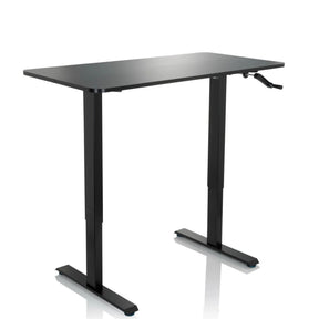 Schwarzer Stehschreibtisch STAND CR mit Kurbelmechanismus und T-Fuß-Gestell von hjh OFFICE