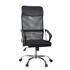 Schwarzer Home-Office-Chefsessel Stryka Net mit Netzstoffbezug und glänzendem Fußkreuz von hjh OFFICE