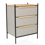 Kommode STUVAR in Taupe mit drei Schubladen, Holzgriffen und schwarzem Metallgestell von hjh LIVING