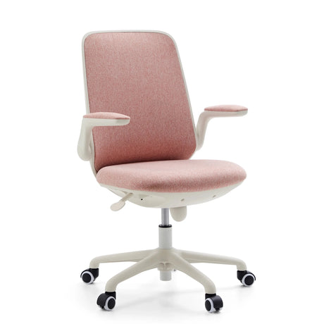 Rosa Kinderdrehstuhl Swivelo mit weißem Gestell und Armlehnen von hjh OFFICE