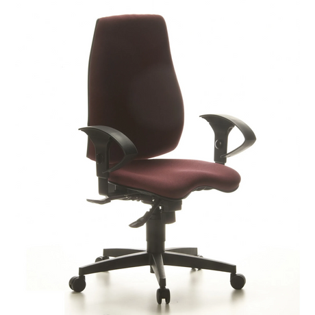 Profi-Bürostuhl SYDNEY PRO mit dunkelrotem Bezug, schwarzen Armlehnen und Rollenkreuz von Topstar