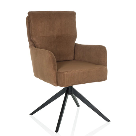 Brauner Polsterstuhl TARUGO mit Cordbezug und schwarzem Sternfuß von hjh LIVING