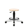 Drehhocker Tec 60 mit Sitzfläche aus Buche und silbernem Aluminiumfußkreuz auf Rollen von Topstar