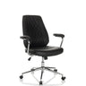 Schwarzer Home-Office-Chefsessel THEO I mit gesteppter Rückenlehne und Chromgestell von hjh OFFICE
