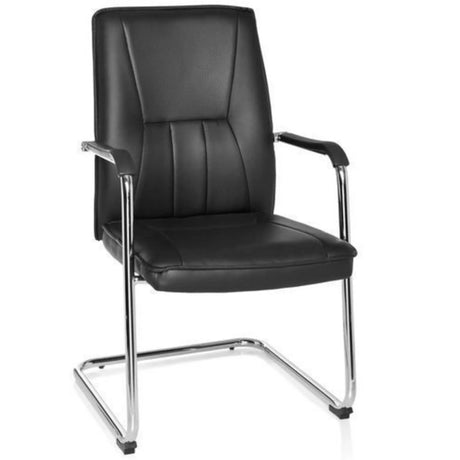 Schwarzer Freischwinger TILA mit glänzenden Chromelementen und Armlehnen von hjh OFFICE
