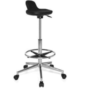 Schwarzer Drehhocker TOP WORK 03 mit verchromtem Gestell, Fußring und Rollen von hjh OFFICE