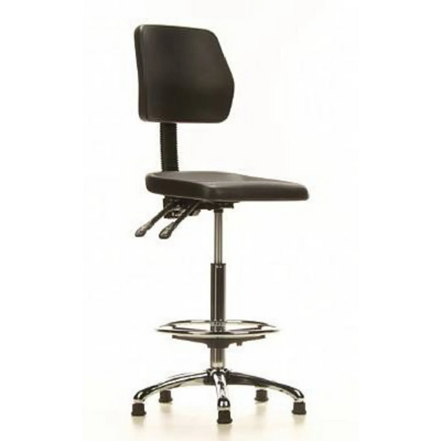 Schwarzer Counterstuhl TOP WORK 11 mit Fußring und verchromtem Sternfuß von hjh OFFICE