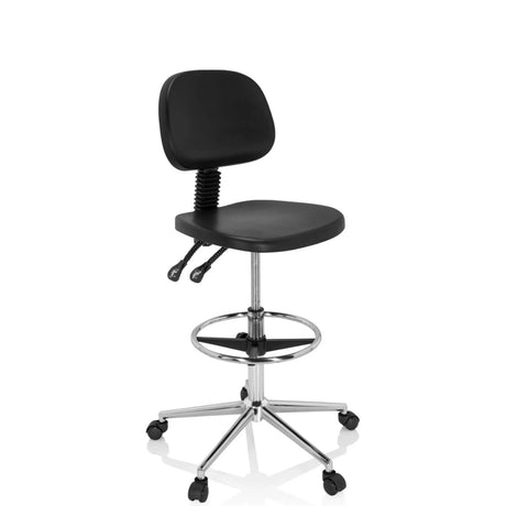Schwarzer Counterstuhl TOP WORK 24 I mit Fußring und fünf Rollen von hjh OFFICE