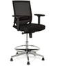 Schwarzer Counterstuhl TOP WORK 77 mit Netzrückenlehne, Fußring und glänzendem Metallgestell von hjh OFFICE