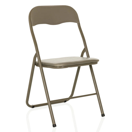 Taupefarbener Klappstuhl TUDELA BASIC mit PVC-Bezug und Gestell aus Metall von hjh OFFICE