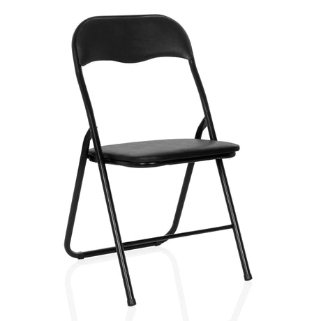 Schwarzer Klappstuhl TUDELA BASIC mit PVC-Bezug und Gestell aus Metall von hjh OFFICE