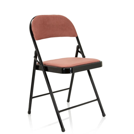 Klappstuhl TUDELA I mit rosa Samtstoffbezug und schwarzem Gestell von hjh OFFICE