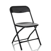 Schwarzer Outdoor-Stuhl TUDELA XXL PRO mit perforierter Sitzfläche und Rückenlehne von hjh OFFICE