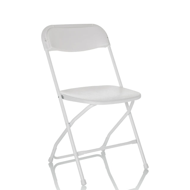 Weißer Outdoor-Stuhl TUDELA XXL W mit klappbarem Gestell und glatter Sitzfläche von hjh OFFICE