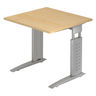Höhenverstellbarer Schreibtisch UNDA 8 S in Ahorn und Silber mit quadratischer Platte von hjh OFFICE PRO