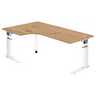 Höhenverstellbarer Schreibtisch UNDA 82 W in Asteiche mit silbernem Gestell von hjh OFFICE PRO