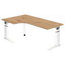 Höhenverstellbarer Schreibtisch UNDA 82 W in Asteiche mit silbernem Gestell von hjh OFFICE PRO
