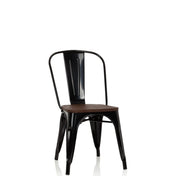 Schwarzer Bistrostuhl VANTAGGIO COMFORT W mit dunkler Holzsitzfläche und Metallgestell von hjh OFFICE