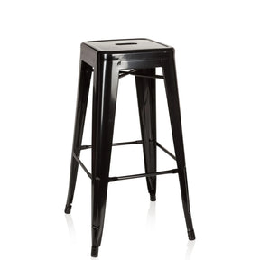Schwarzer Barhocker VANTAGGIO HIGH aus Metall mit quadratischer Sitzfläche und Fußstützen von hjh OFFICE
