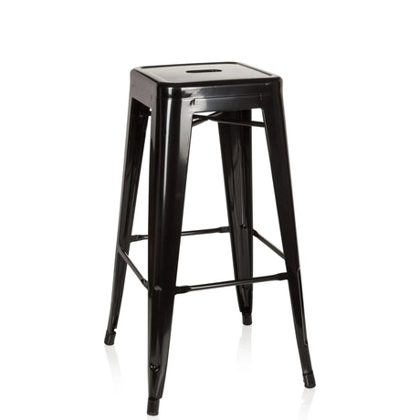 Schwarzer Barhocker VANTAGGIO HIGH aus Metall mit quadratischer Sitzfläche und Fußstützen von hjh OFFICE