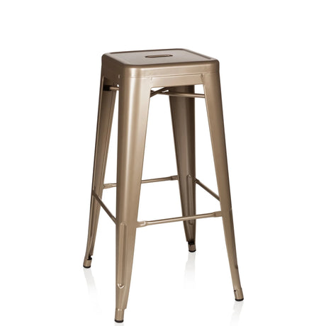 Champagnerfarbener Barhocker VANTAGGIO HIGH aus Metall mit quadratischer Sitzfläche von hjh OFFICE