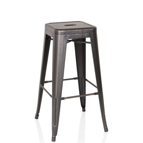 Schwarz-goldener Barhocker VANTAGGIO HIGH aus Metall mit quadratischer Sitzfläche von hjh OFFICE