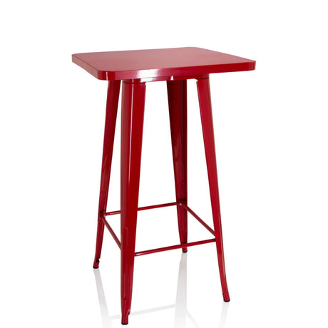 Roter Bartisch VANTAGGIO HIGH T mit quadratischer Platte und vier Beinen von hjh OFFICE
