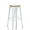 Weißer Barhocker VANTAGGIO HIGH WS mit quadratischer Sitzfläche aus Holz und Metallgestell von hjh OFFICE