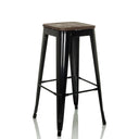 Barhocker VANTAGGIO HIGH WS mit schwarzem Metallgestell und dunkler Holzsitzfläche von hjh OFFICE
