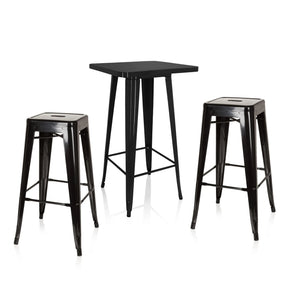 Schwarzes Bar-Set Vantaggio Set mit einem quadratischen Hochtisch und zwei passenden Barhockern von hjh OFFICE